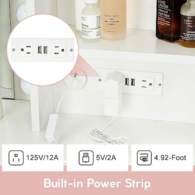 Vanity Desk with Mirror & USB Charging Station