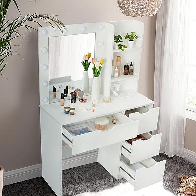 Vanity Desk with Mirror & USB Charging Station