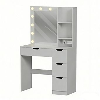 Vanity Desk with Mirror & USB Charging Station
