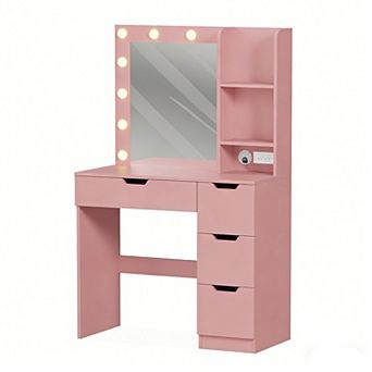 Vanity Desk with Mirror & USB Charging Station