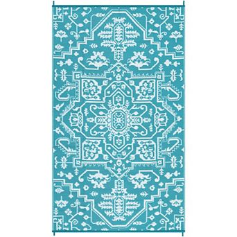 Medallion Outdoor Area Rug Stain Resistant Waterproof Reversible Portable Mat for RV Trip Picnic