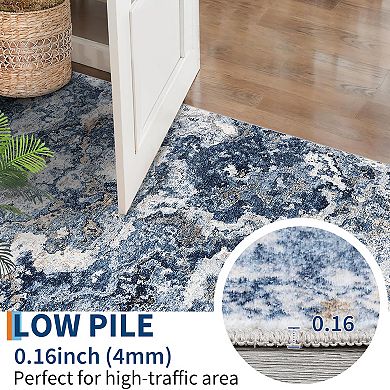Abstract Area Rug Machine Washable Non Slip Stain Resistant Low Pile Carpet for Living Room
