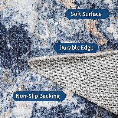 Abstract Area Rug Machine Washable Non Slip Stain Resistant Low Pile Carpet for Living Room