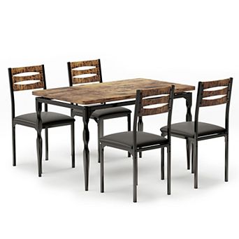 5 pc Dining Table Set,Industrial Style Dining Table and Chairs Set for 4, Kitchen Table Set