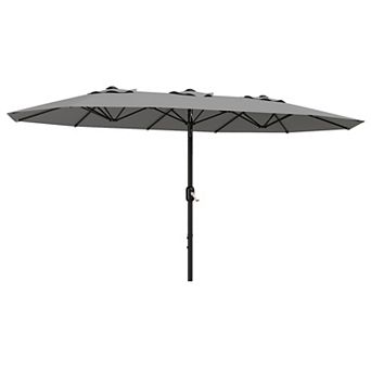 13ft Patio Umbrella w/Crank Lift,Large Outdoor Market Umbrella,Double Canopy Sun Shade,Without Base