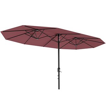 13ft Patio Umbrella w/Crank Lift,Large Outdoor Market Umbrella,Double Canopy Sun Shade,Without Base
