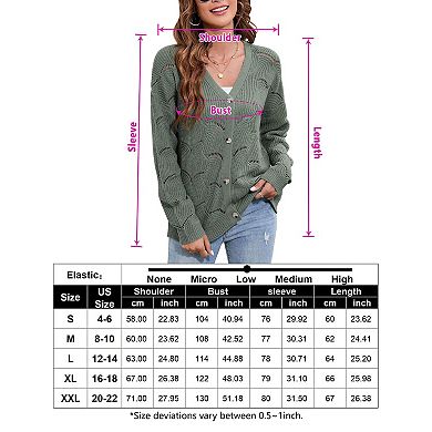 Women's Lightweight Crochet Cardigan Long Sleeve Hollow Out Kint Sweaters