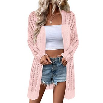 Womens Long Sleeve Lightweight Open Front V-Neck Casual Cardigan Sweaters Outerwear