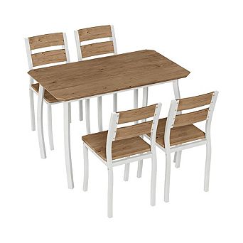 5 pc Dining Table Set for 4, Space-Saving Kitchen Table w/Upholstered Chairs