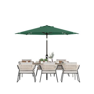 Patio Umbrella with Lights, 8 Ribs Outdoor Market Table Umbrella for Pool, Deck, Backyard, 9 ft