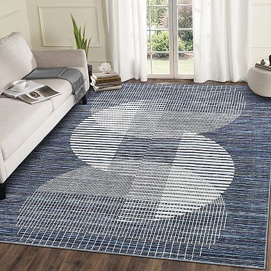Contemporary Area Rug Machine Washable Stain Resistant Low Pile Pet Friendly Mat for Kitchen