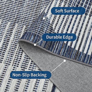 Contemporary Area Rug Machine Washable Stain Resistant Low Pile Pet Friendly Mat for Kitchen