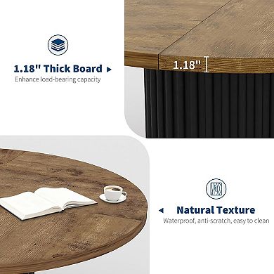 47" Round Industrial Dining Table with Waveform Base - Seats 4-6