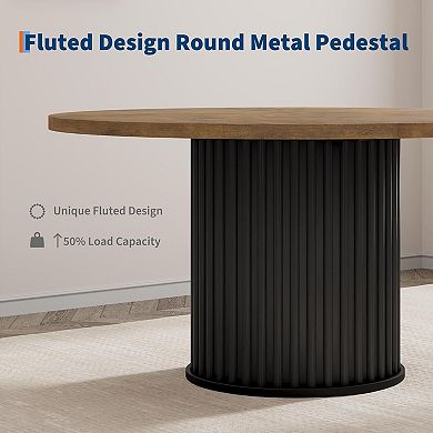 47" Round Industrial Dining Table with Waveform Base - Seats 4-6