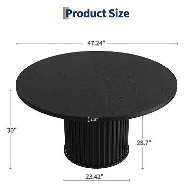 47" Round Industrial Dining Table with Waveform Base - Seats 4-6