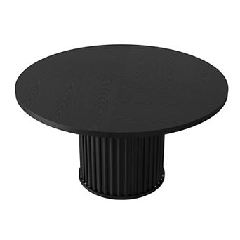 47" Round Industrial Dining Table with Waveform Base - Seats 4-6