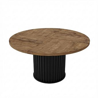 47" Round Industrial Dining Table with Waveform Base - Seats 4-6