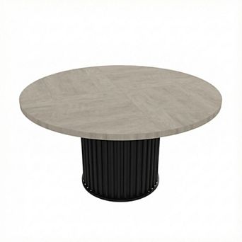 47" Round Industrial Dining Table with Waveform Base - Seats 4-6