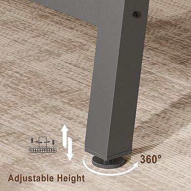 62.99" Industrial Dining Table - Rectangular Wood & Metal for 4-6 People