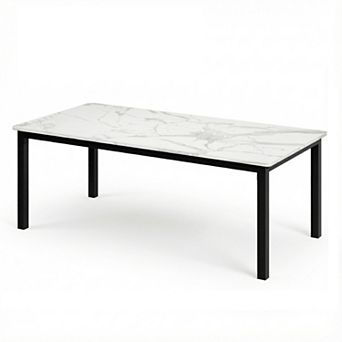 71 Inch Industrial Dining Table for 4-6 Person Rectangle Kitchen Table with Metal Legs