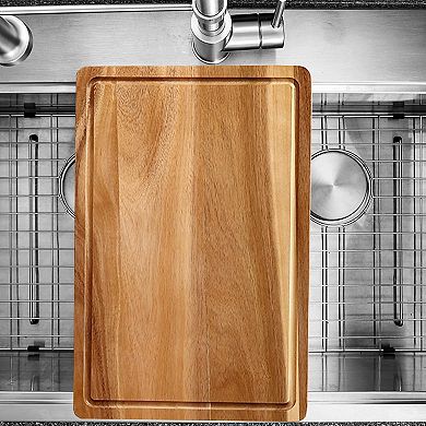 18" x 12"Wooden Cutting Boards for Kitchen，Large Cutting Board with Juice Groove and Side Handle