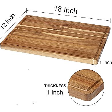 18" x 12"Wooden Cutting Boards for Kitchen，Large Cutting Board with Juice Groove and Side Handle