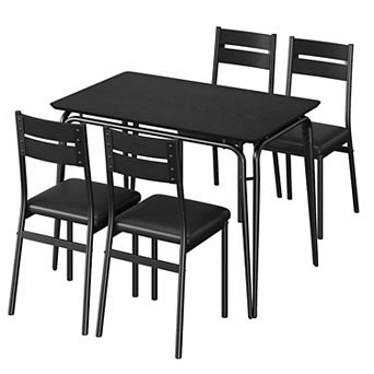 5 pc Dining Table Set for 4,Kitchen& Dining Room Furniture w/Rectangular MDF Tabletop & 4 Chairs