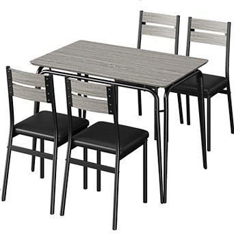 5 pc Dining Table Set for 4,Kitchen& Dining Room Furniture w/Rectangular MDF Tabletop & 4 Chairs