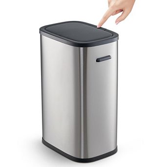 13 Gallon Trash Can with Lid, Bathroom Garbage Can with Pop-Up Lid, Without Inner Bucket