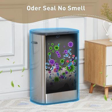 13 Gallon Trash Can with Lid, Bathroom Garbage Can with Pop-Up Lid, Without Inner Bucket