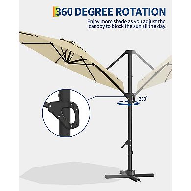 10Ft Patio Umbrella with Solar Lights, Round Solar LED Lighted Patio Umbrella, Easy Tilt Adjustment