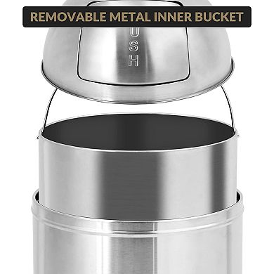 18 Gallon Trash Can, Stainless Steel Rubbish Bin,Outdoor Commercial Tall Garbage Can