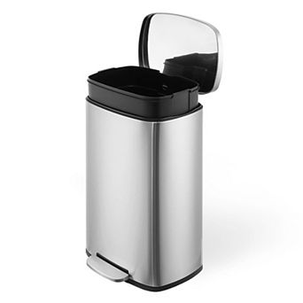 13 Gal Kitchen Step Trash Can,Fingerprint-Resistant Stainless Steel Foot Pedal Garbage Bin