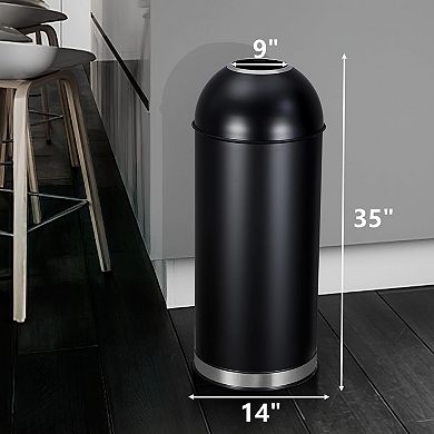 17 Gallon Outdoor Stainless Steel Tall Commercial/Kitchen Trash Can, Round Open Top Waste Bin