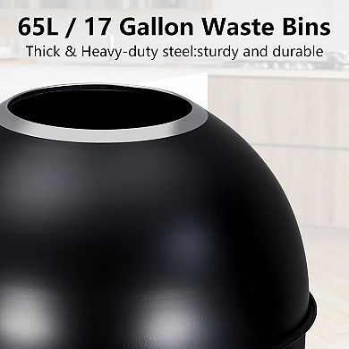 17 Gallon Outdoor Stainless Steel Tall Commercial/Kitchen Trash Can, Round Open Top Waste Bin
