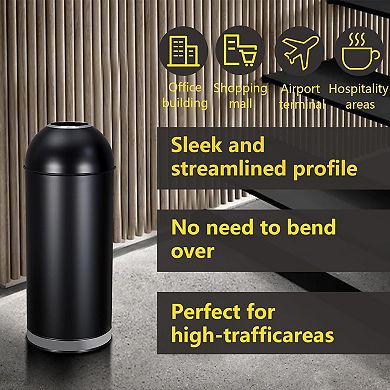 17 Gallon Outdoor Stainless Steel Tall Commercial/Kitchen Trash Can, Round Open Top Waste Bin
