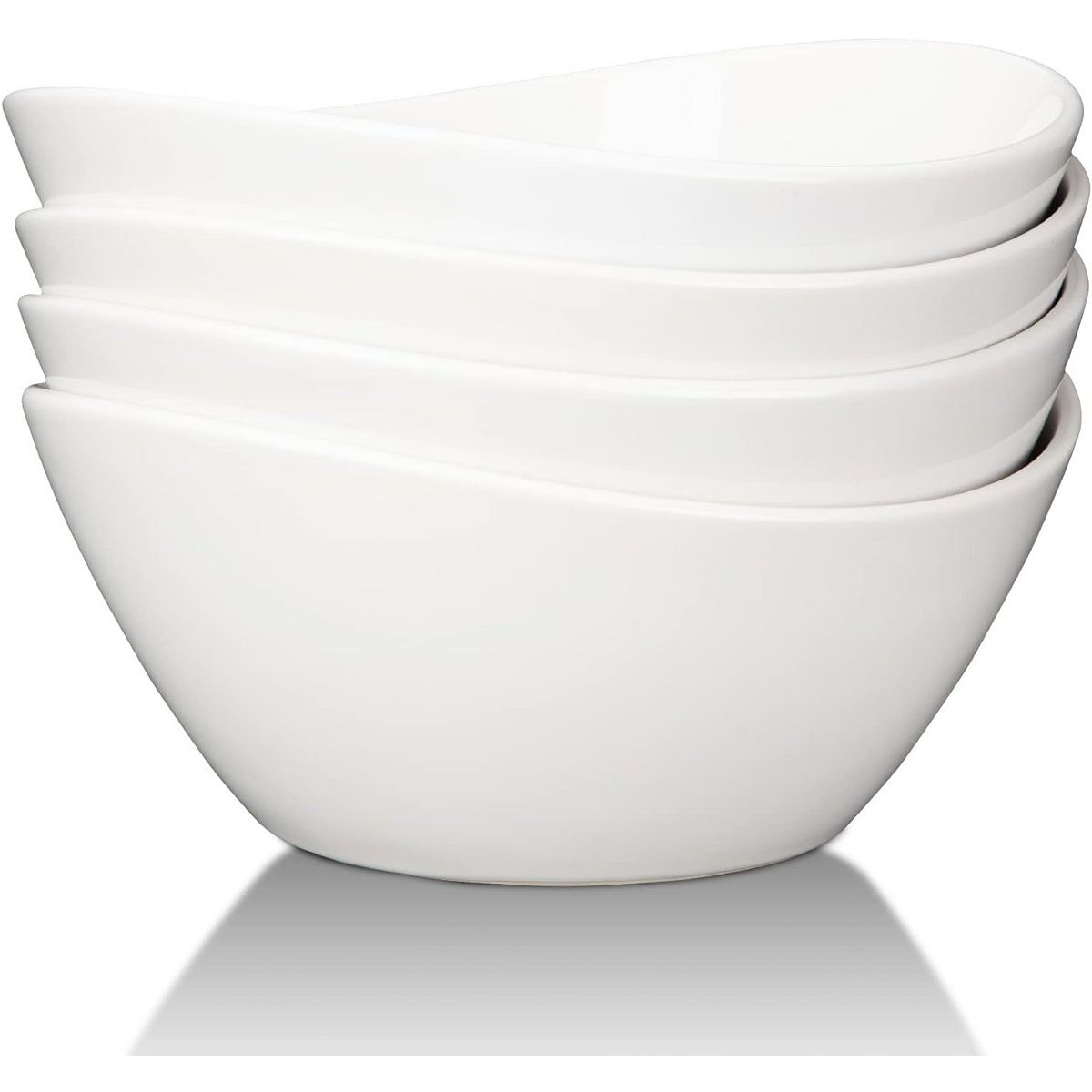 42 Ounce Porcelain Bowls Set of 4 Pack Premium White Ceramic Bowls for Cereal, Soup, Salad - MEDIUM