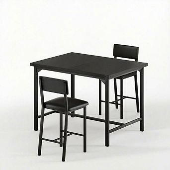 Dining Table Set for 2 W/Corner Protector, Kitchen Table Set w/Backrest, Counter Height table