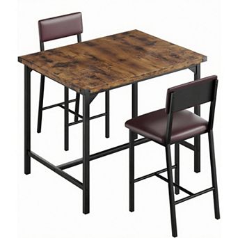 Dining Table Set for 2 W/Corner Protector, Kitchen Table Set w/Backrest, Counter Height table