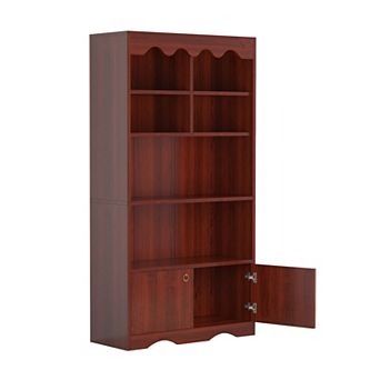 63" Tall Bookshelf with Cabinet
