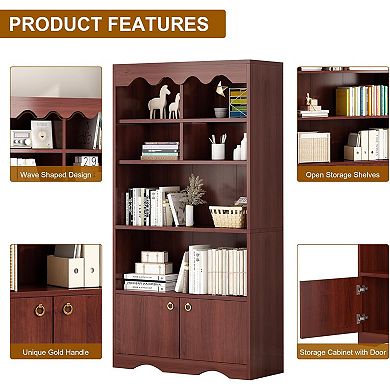 63" Tall Bookshelf with Cabinet