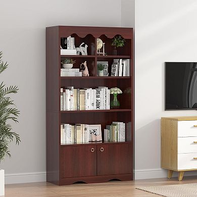 63" Tall Bookshelf with Cabinet