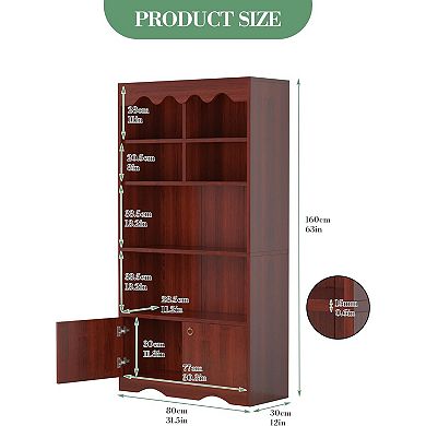 63" Tall Bookshelf with Cabinet