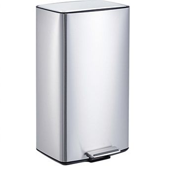 10.6 Gal Kitchen Trash Can, Stainless Steel Garbage Can with Soft Close Lid, Foot-on Waste Bin