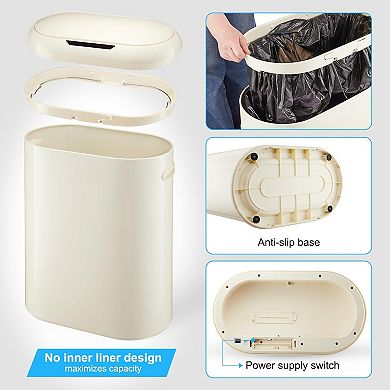 13 Gal Automatic Sensor Kitchen Trash Can,Sensor-Activated Lid Garbage Bin Without Inner Bucket