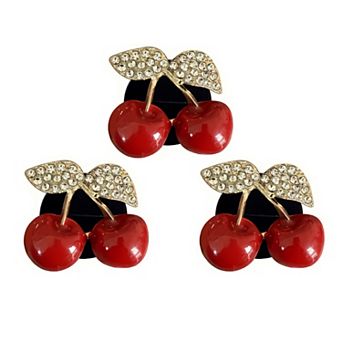 3 pc Cherry Rhinestone Car Vent Clip Decorative Dashboard Accent Set