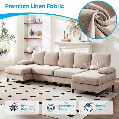 114" U-Shaped Living Room Sofa