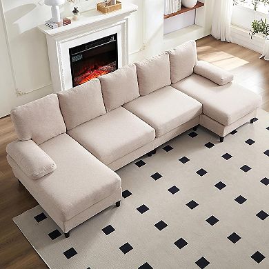 114" U-Shaped Living Room Sofa