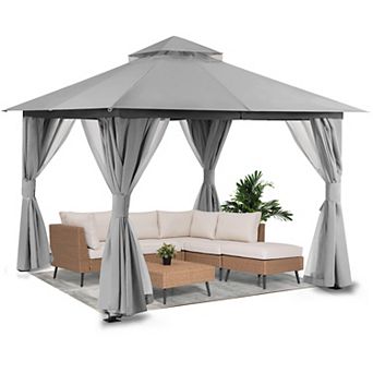 Heavy Duty 10x10 Party Tent, Double Roof, Mosquito Net & Privacy Screen, with Bolts
