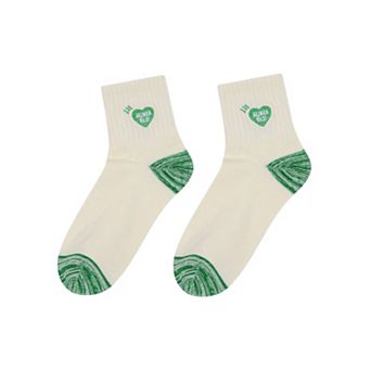 2-Pair Cotton Heart-Embroidered Socks Casual Multicolor Socks
